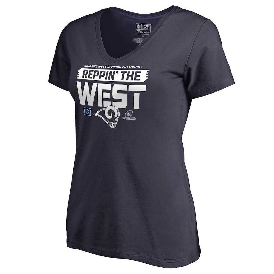 Women Rams Navy 2018 NFL Playoffs Reppin' The West T-Shirt,We sell and wholesale Women Rams Navy 2018 NFL Playoffs Reppin' The West T-Shirt on line form chian!